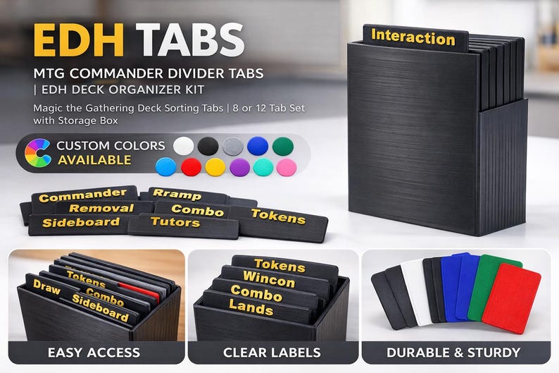 MTG Commander Divider Tabs | EDH Deck Organizer Kit | Magic the ...