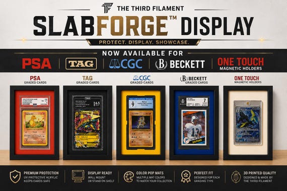 Graded Card Display Frame | PSA, CGC, Beckett, TAG & One Touch Display | Pokemon/Sports Card Shadow Box | Trading Card Wall Display