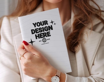 Leeg dagboekmodel, PNG-notitieboeksjabloon met zachte kaft, Canva-notitieboekjemodel, Printify-dagboek 128 pagina's