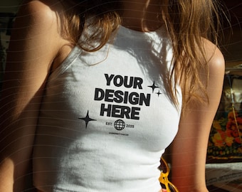 Witte Bella Canvas 1019 tankmodel, echt model (digitale download)