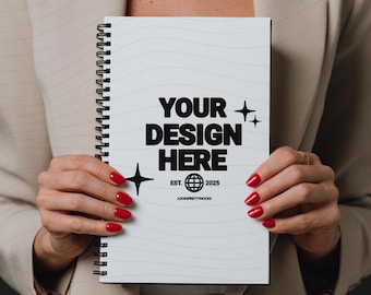 Spiraal notebookmodel, png-sjabloon, canva, printify (digitale download)