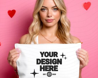 Mockup accessoirezakje | Make-uptasje met T-bodem (PNG) Valentijnsdag