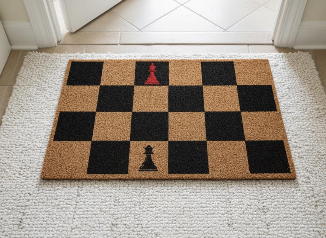 Chess Board Doormat, Natural Coconut Coir Entryway Rug, Chess Lover ...