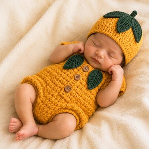 Mango Baby Set Crochet Pattern PDF | Romper & Hat | Newborn Photo Prop | Instant Download