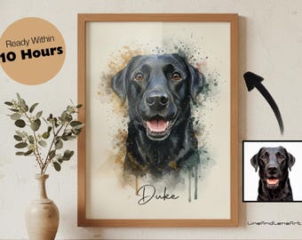 Custom Dog/Cat Portrait from Picture | Watercolor Style Painting | Printable Wall Art | Digital Download | Unique Pet Gift