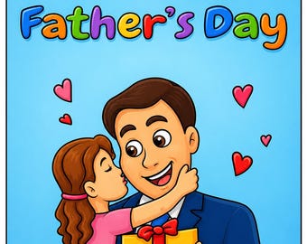 Father Daughter Hugging Poster | Heartwarming Family Art (Digital Download)