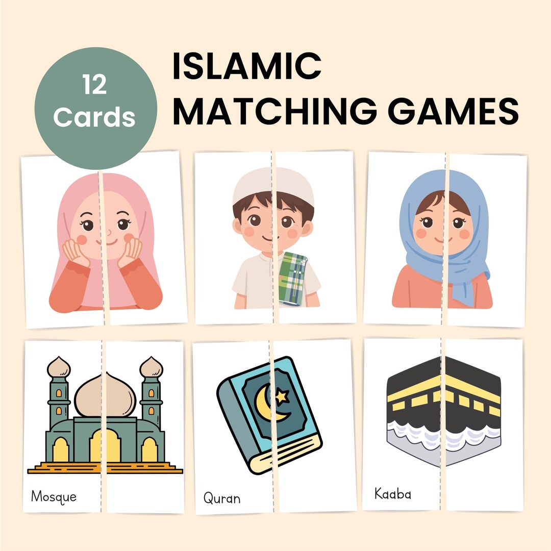 12 Islamic Mix & Match Cards for Kids. Matching Games Puzzle. Printable ...