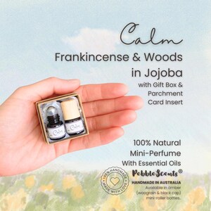 Frankincense Lavender Woody 100% Natural Perfume | Calm | Aromatherapy Grounding Scent | Essential Oils | Mini-Perfume (1.5mL)