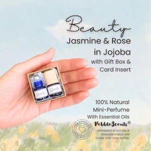 Jasmine and Rose Natural Perfume | Beauty | Handmade Natural | Mini-Perfume | Essential Oils | PebbleScents® (1.5mL)
