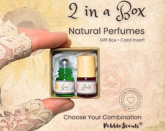 Natural Perfume Gift Set | Mini-Perfume Gift Box | Essential Oil Perfume Duo | Vegan Essential Oil Perfume | Birthday Gift for Her and Him