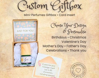 Personalised Gift Box for Mini-Perfume | Custom Gift Box with Message Card | Birthday Gift Box | Bridesmaid Gift | Handmade Corporate Gift