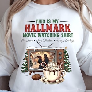 Esta es mi camiseta para ver películas navideñas de Hallmark, sudadera navideña retro y acogedora