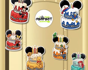 Personalized Mickey and Friends Cruise Birthday Magnet, Disney Inspired Birthday Cake Cruise Door Magnet, Birthday Decor Magnet, Disneyland