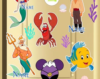 Personalized The Little Mermaid Disney Cruise Line Magnet Ariel Princess Flounder Sebastian Ursula Cruise Door Family Cruise Ship Magnets