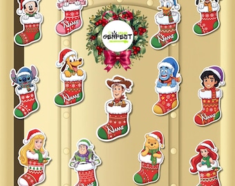 Custom All Characters Disney Christmas Stocking Cruise Magnet Mickey & Friends Toy Story Stitch Princess Xmas Stocking magnet Family Genfest