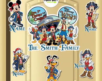 Pirate Mickey & Friends  Inspired Magnets Cruise Suite Door, Personalized Characters Pirates Disney Cruise Magnet, Pirates of the Caribbean