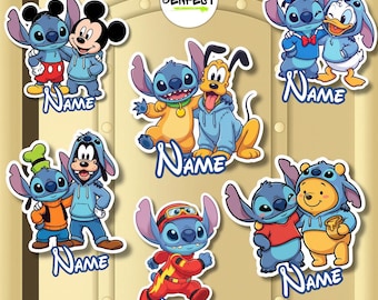 Personalized Stitch Cosplay Disney Cruise Magnet, Stitch and Friend Family Door, Personalized Lilo & Stitch Inspired Disney Cruise Magnet