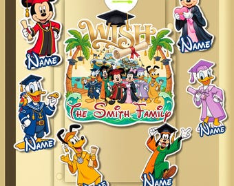 Personalized Graduation Disney Cruise Door Magnets 1st Cruise Magnet Mickey Minnie Donald Daisy Goofy Pluto Stateroom Decor Cabin Door