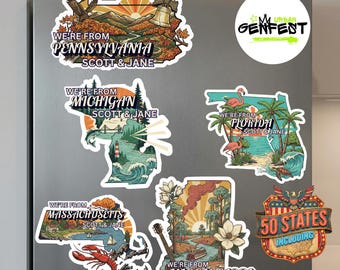 Personalized Retro States Cruise Door Magnets, Cruise Door Decorations, Disney Door Magnet, Disney Cruise Magnets, US State Magnet