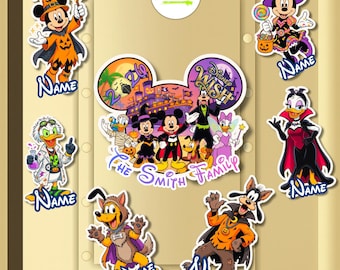 Personalize Disney Cruise Door Magnets Halloween Mickey Minnie Donald Daisy Goofy Pluto Stateroom Decor Halloween on the High Sea 1st Cruise