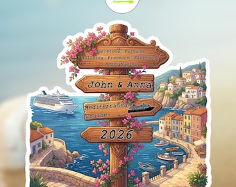 Personalized Mediterranean Cruise Door Magnet Names Ports Ship Name and Year Mediterranean Cruise Door Decor Family Cruise Ship Magnet