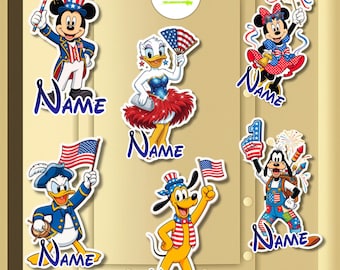 Personalized 4th Of July Disney Cruise Ship Door Magnet, Disney 250th anniversary magnet Disney Patriotic Magnet Mickey And Friends Magnets