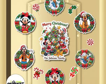 2025 All Characters Disney very merrytime Cruises Christmas Magnet, Mickey & Friends Toy Story Stitch Princess Xmas Door decor magnet Family