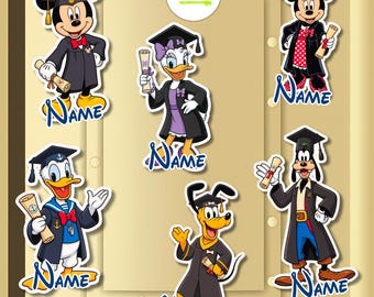 Customized Graduation Gown Disney Cruise Door Magnets 1st Cruise Magnet Mickey Minnie Donald Daisy Goofy Pluto Stateroom Decor Cabin Door