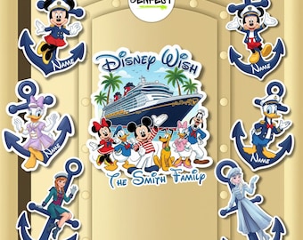 Trendy Movie Inspired Cruise Suite Door Magnets fridge souvenir gift Personalized Mickey friends Cruise Magnet Disney Porthole Magnet Anchor