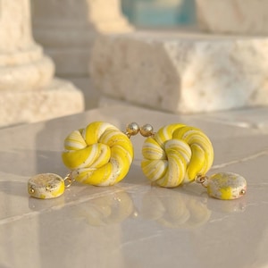 Swirl •  Drop Dangle Earrings •  Chain • Boho Bohemian • Summer • Ceremonial Occasion • Bright Bold