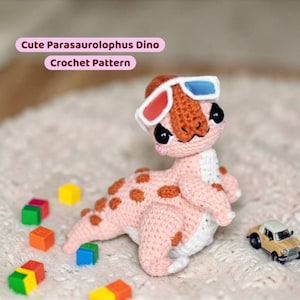 Cute Parasaurolophus Dino Crochet Pattern, Amigurumi Dinosaur Plush Tutorial