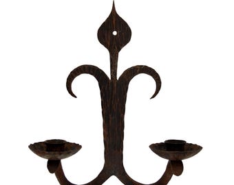 Antique Gothic Style Wall Candleholder | Hand-Forged Iron Candle Holder