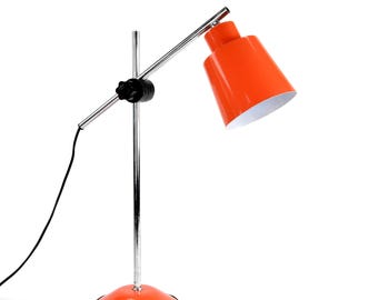 Lámpara de mesa ajustable vintage de los años 60 / Lámpara de escritorio naranja de mediados de siglo