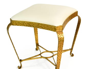 Pier Luigi Colli Stool 1950s | Italian Gilt Iron Seat | Mid Century Designer Furniture