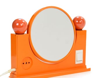 Vintage Space Age Table Mirror 1970s | Yugoslavian Vanity Mirror with Lights