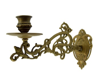 Art Nouveau Wall Candle Holder | Antique French Brass Piano Sconce Candleholder