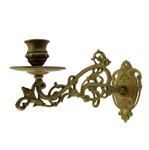 Jugendstil Wandkerzenhalter | Antike Französisch Messing Klavier Wandleuchter Kerzenhalter