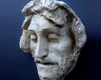 Antique Plaster Death Mask | 19th Century Memento Mori Sculpture | Historical Collectible Art