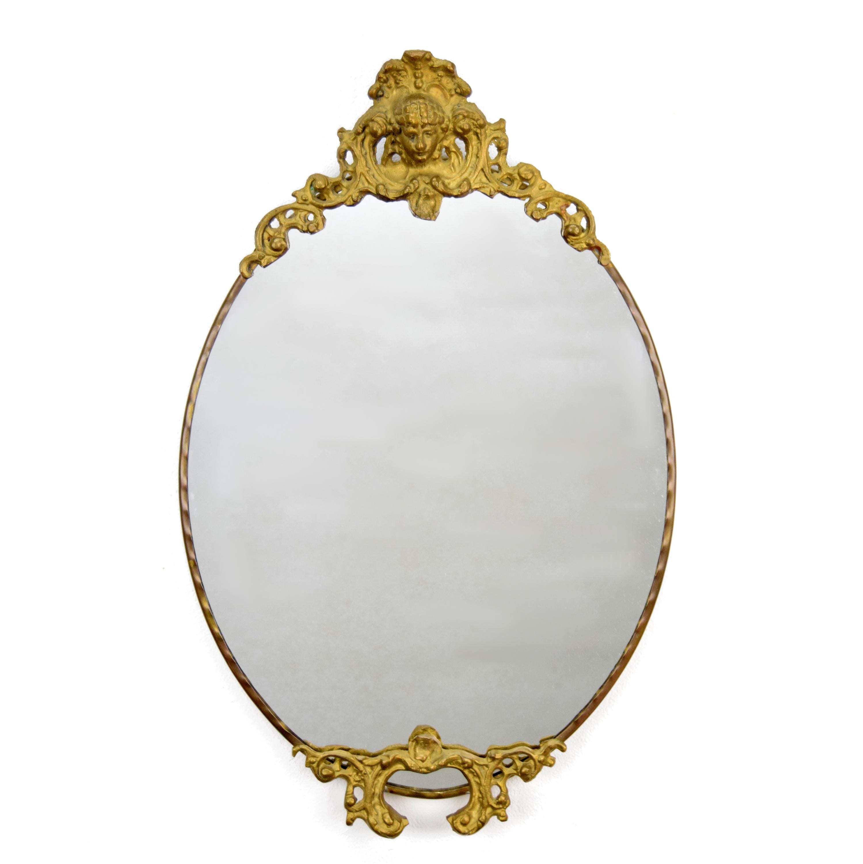 Antique Brass Wall Mirror | Early 20th Century Decorative Mirror - Etsy