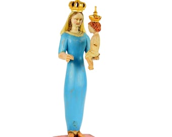 手描きの木製の聖母マリアとイエスの像、金メッキ - Etsy 日本