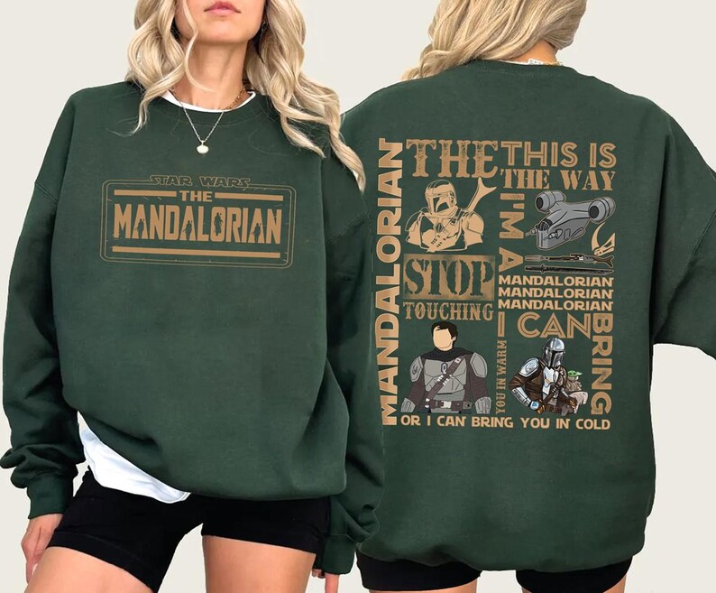 2 Sided The Mandalorian Infographic Comfort Colors Shirt, Mandalorian Vintage Shirt, Starwars Characters Shirt, Mandalorian 90S Bootleg Tee afbeelding 6