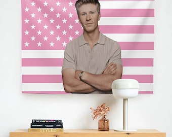 Robert Irwin Pink American Flag Tapestry, Robert Irwin Tapestry, funny room decor