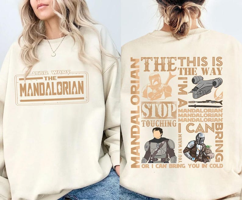 2 Sided The Mandalorian Infographic Comfort Colors Shirt, Mandalorian Vintage Shirt, Starwars Characters Shirt, Mandalorian 90S Bootleg Tee afbeelding 4