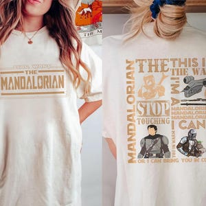 2 Sided The Mandalorian Infographic Comfort Colors Shirt, Mandalorian Vintage Shirt, Starwars Characters Shirt, Mandalorian 90S Bootleg Tee afbeelding 1