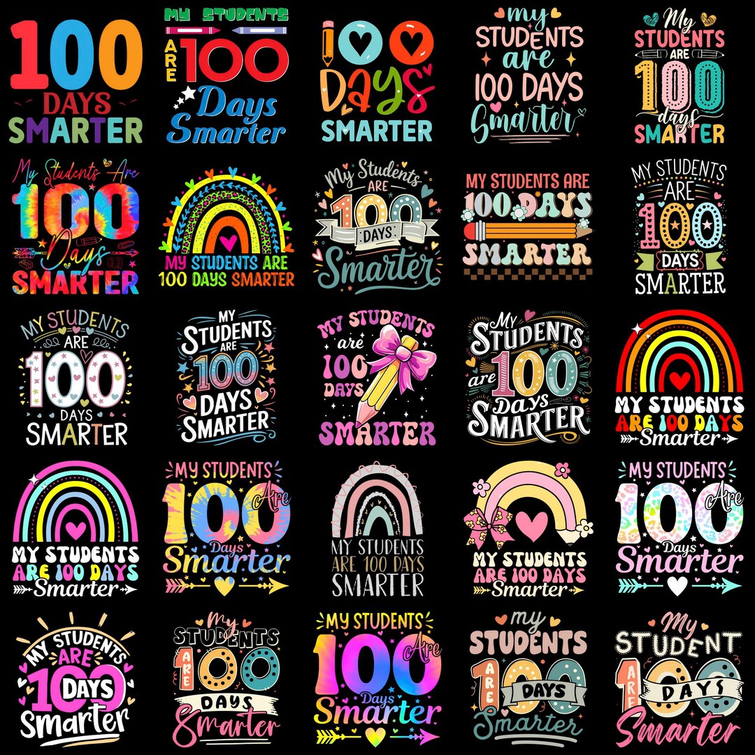 My Students Are 100 Days Smarter PNG – Vintage Teacher Student 100th ...