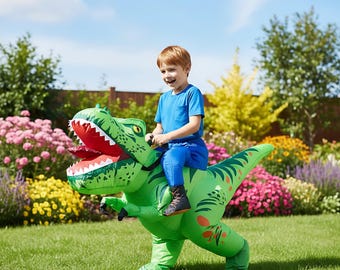 HUSHHONEY Kids Inflatable Ride On Costume – Dinosaur, Unicorn & Animal Party Outfit