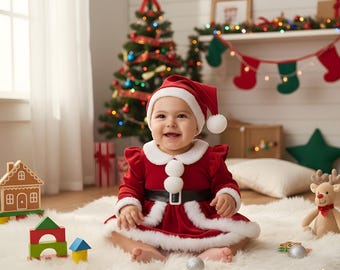 Baby Christmas Dress Set – Santa Outfit by Hush Honey