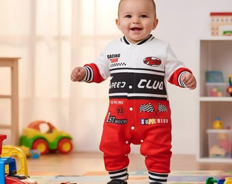 Baby Racing Strampler | Geschwindigkeit Club Body | Winter Warm Racing Onesie