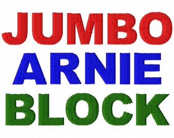 JUMBO Arnie Block Machine Embroidery Font - Sizes 5",6",7", and 5x7 Hoop - BUY 2 get 1 FREE