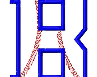 Baseball Stitch Applique Font Set - Machine Embroidery Design - 3" and 4"